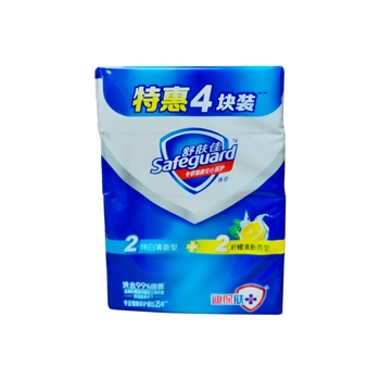 舒肤佳香皂超值四块装（2纯白+2柠檬）  1盒